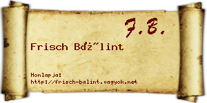 Frisch Bálint névjegykártya